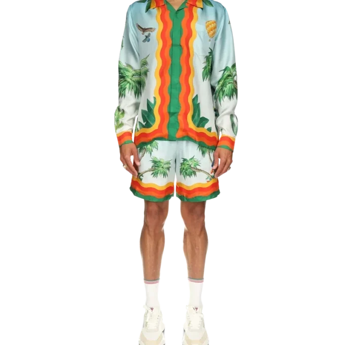 Cămășă din mătase cu guler cubanez Palm Springs Tennis Club