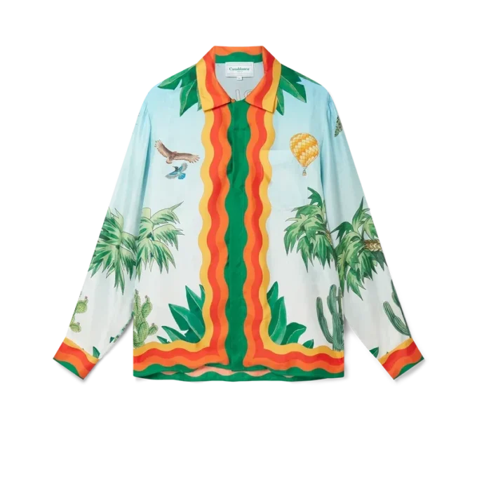 Cămășă din mătase cu guler cubanez Palm Springs Tennis Club