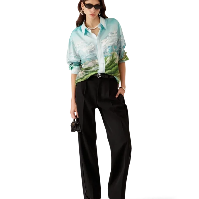 Cămășă din mătase cu mâneci lungi Dalmatian a La Montange