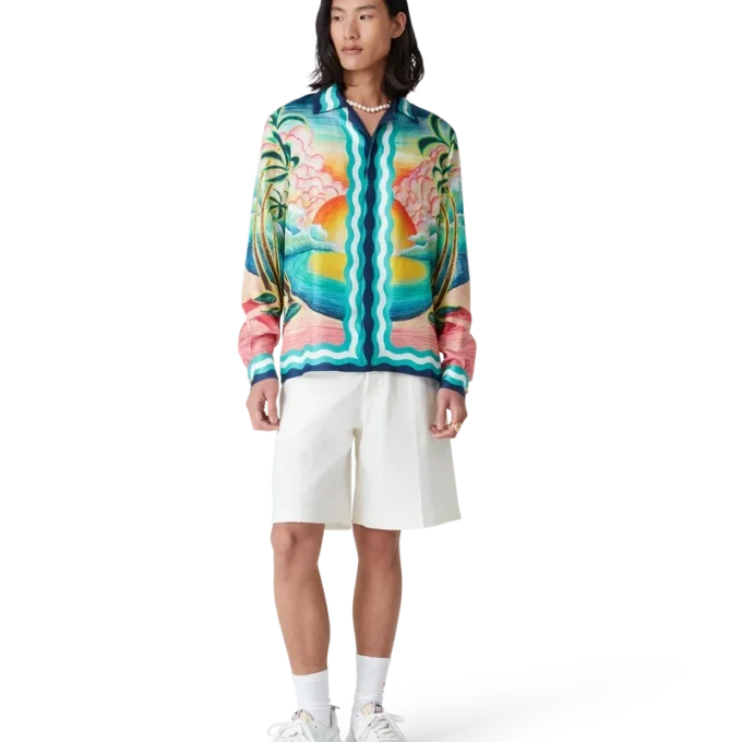 Cămășă din mătase cu mâneci lungi Danse De La Mer