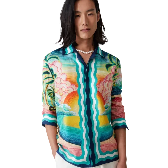 Cămășă din mătase cu mâneci lungi Danse De La Mer