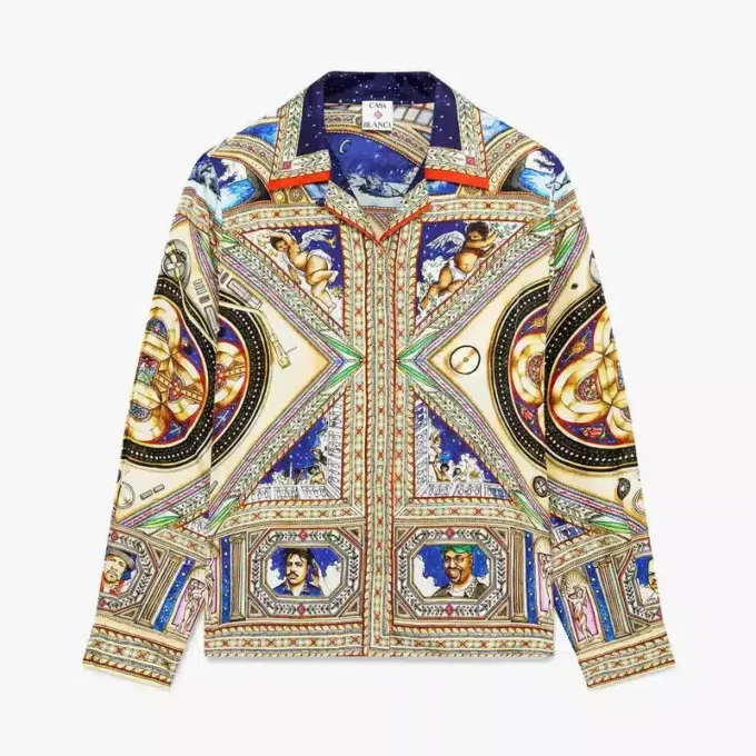 Cămășă din mătase cu mâneci lungi și guler cubanez „Take Me to Church”