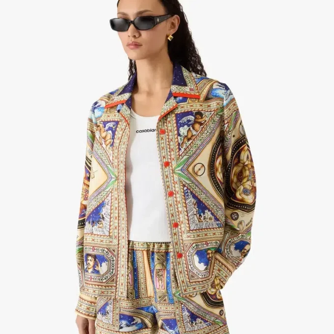 Cămășă din mătase cu mâneci lungi și guler cubanez „Take Me to Church”