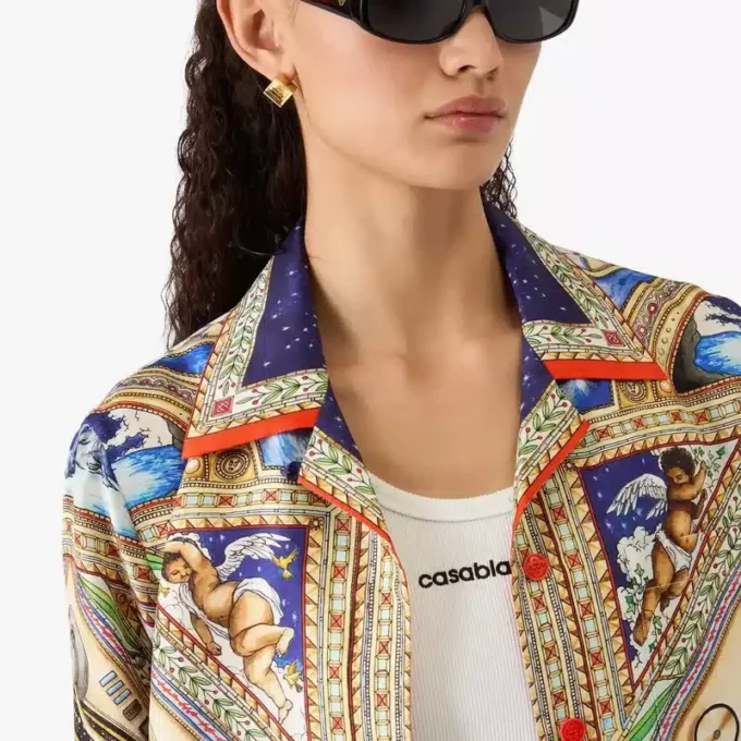 Cămășă din mătase cu mâneci lungi și guler cubanez „Take Me to Church”