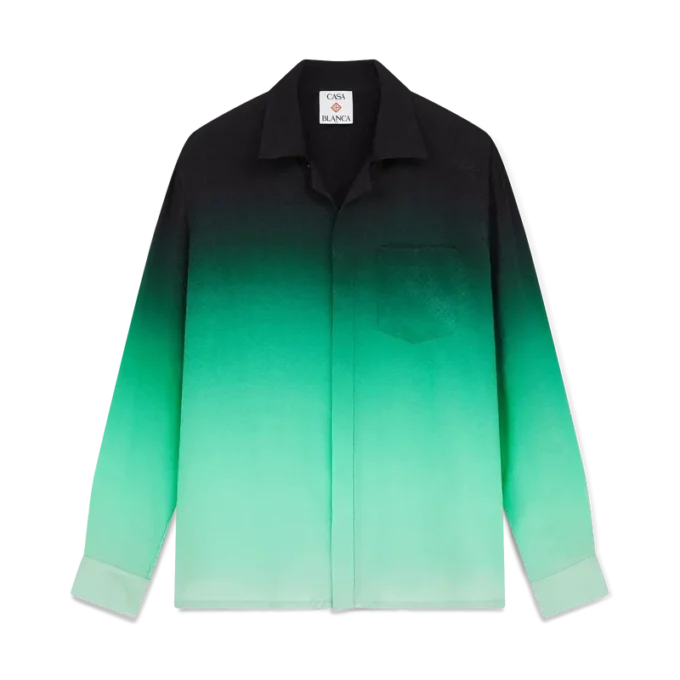 Cămășă din mătase cu mâneci lungi și imprimeu jacquard Gradient Ping Pong