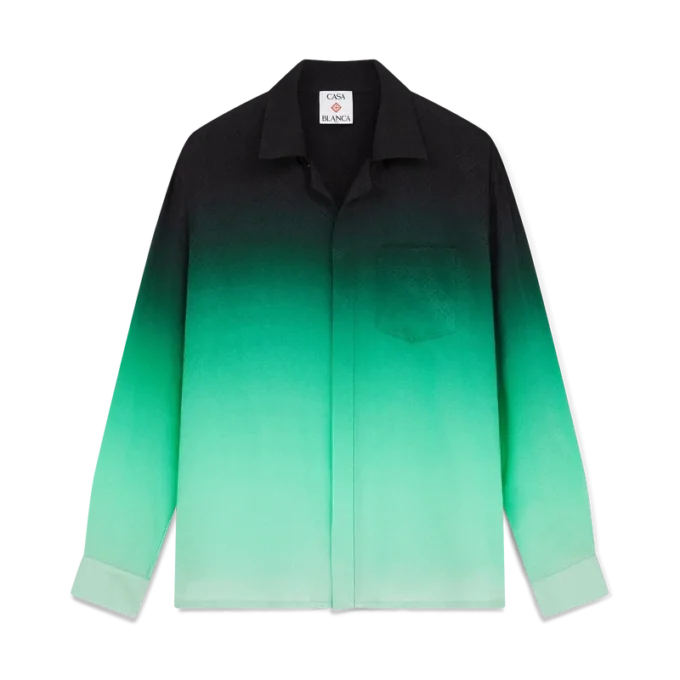 Cămășă din mătase cu mâneci lungi și imprimeu jacquard Gradient Ping Pong