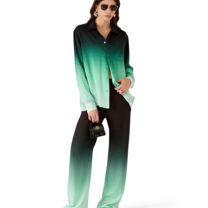 Cămășă din mătase cu mâneci lungi și imprimeu jacquard Gradient Ping Pong