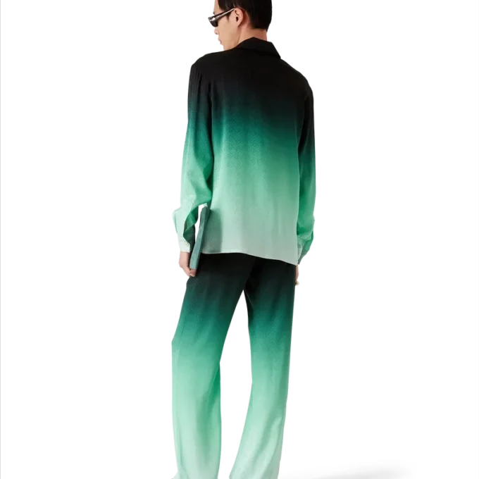 Cămășă din mătase cu mâneci lungi și imprimeu jacquard Gradient Ping Pong