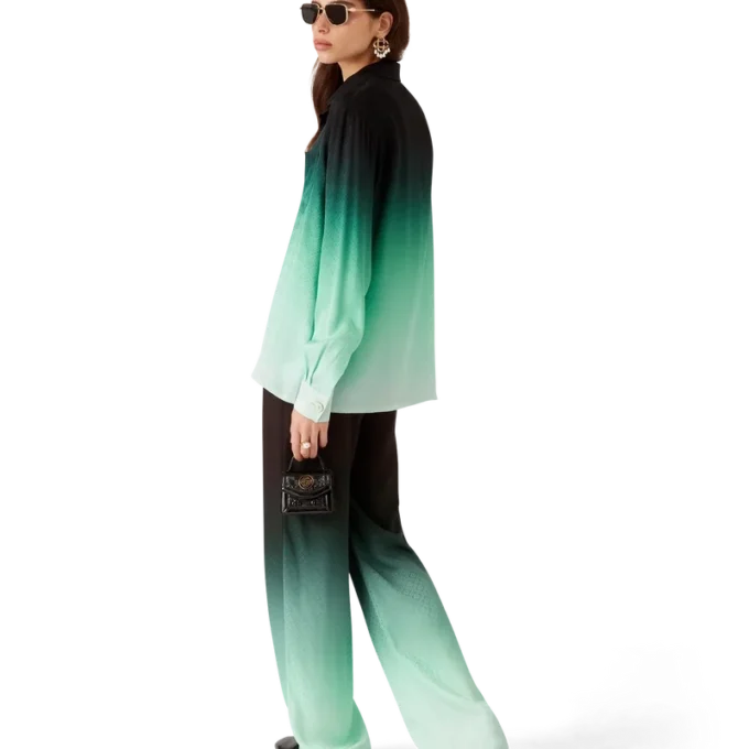 Cămășă din mătase cu mâneci lungi și imprimeu jacquard Gradient Ping Pong