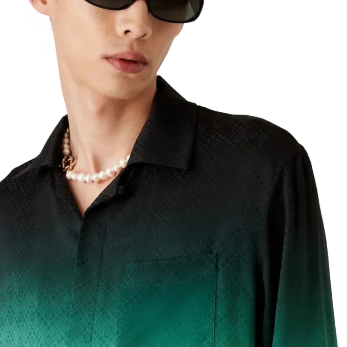 Cămășă din mătase cu mâneci lungi și imprimeu jacquard Gradient Ping Pong