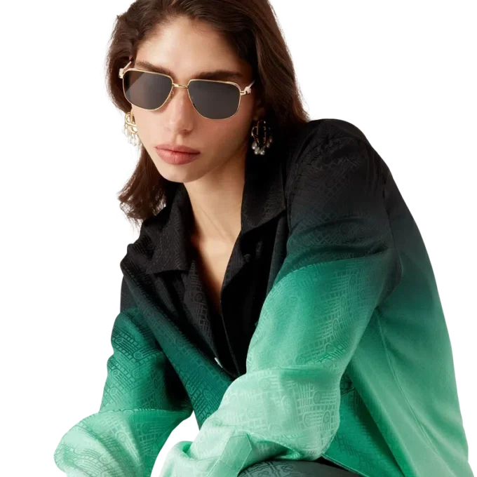 Cămășă din mătase cu mâneci lungi și imprimeu jacquard Gradient Ping Pong