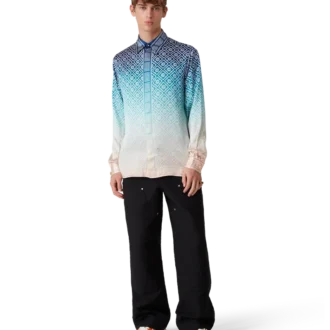 Cămășă din mătase cu mâneci lungi și imprimeu jacquard în degrade