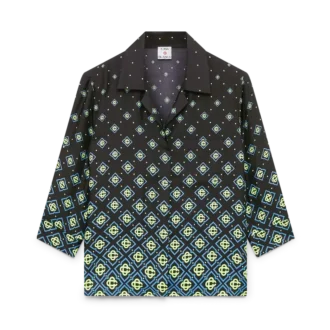 Cămășă din mătase cu mâneci lungi și monogramă degradată