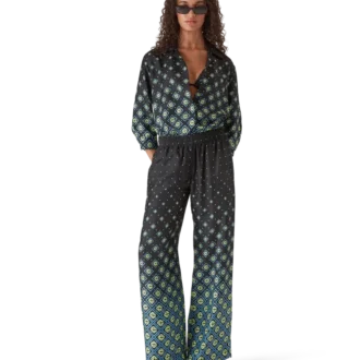 Cămășă din mătase cu mâneci lungi și monogramă degradată