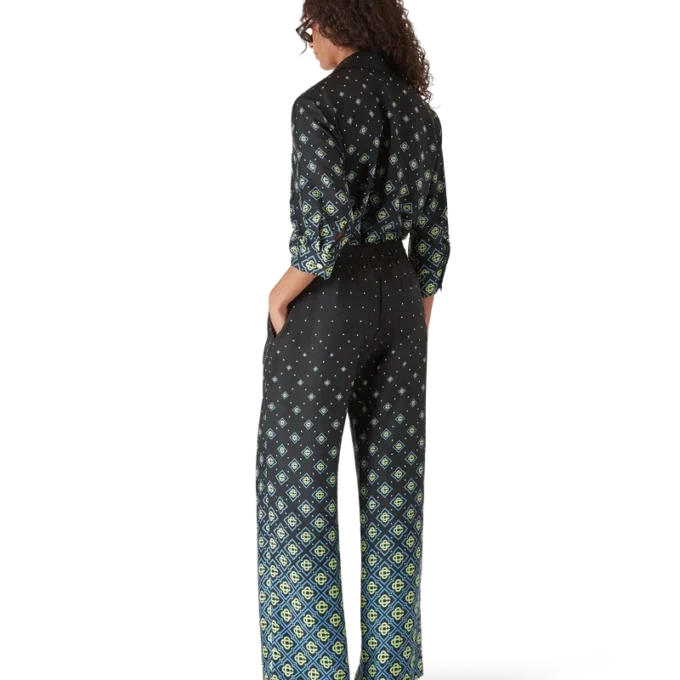 Cămășă din mătase cu mâneci lungi și monogramă degradată