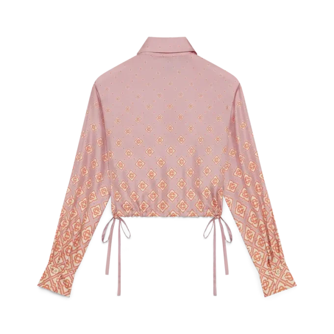 Cămășă din mătase cu mâneci lungi și monogramă degradată