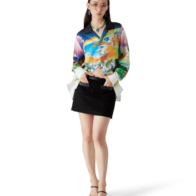 Cămășă din mătase cu mâneci lungi La Musique