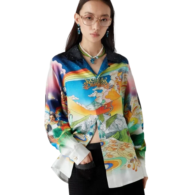 Cămășă din mătase cu mâneci lungi La Musique