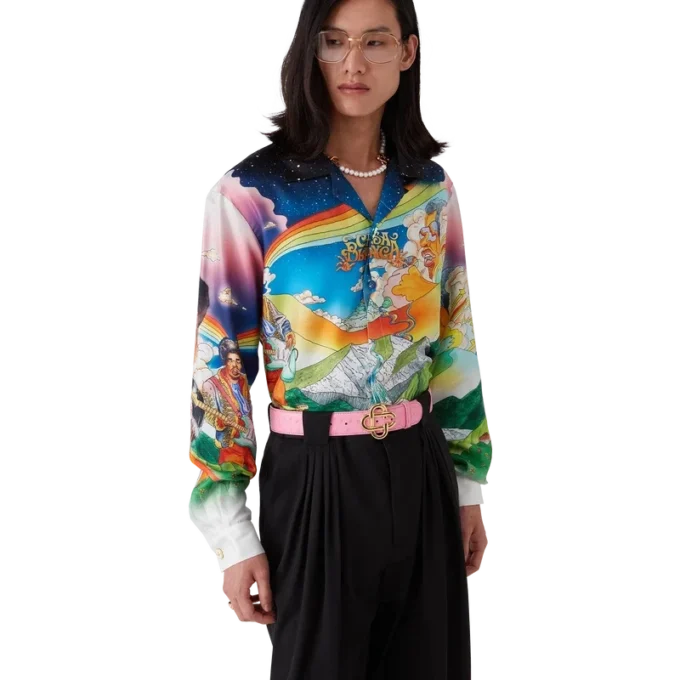 Cămășă din mătase cu mâneci lungi La Musique