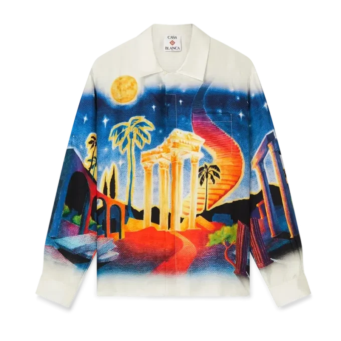 Cămășă din mătase cu mâneci lungi Midnight Acropolis Cămășă din mătase cu mâneci lungi Midnight Acropolis