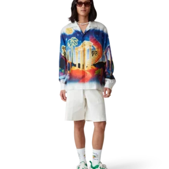 Cămășă din mătase cu mâneci lungi Midnight Acropolis