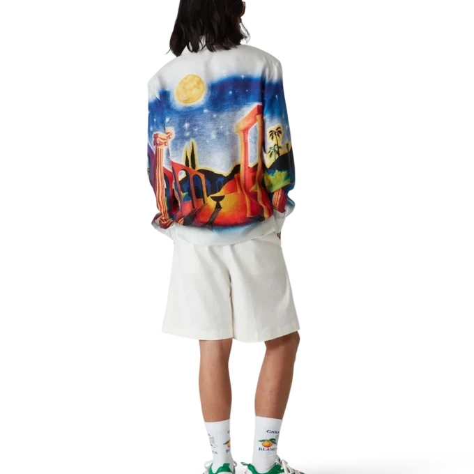 Cămașă din mătase Midnight Acropolis