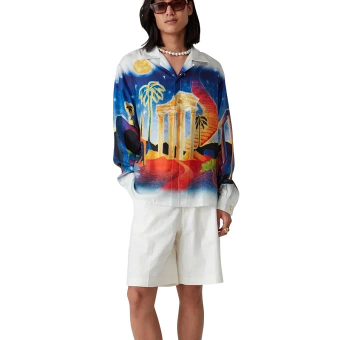 Cămășă din mătase cu mâneci lungi Midnight Acropolis Cămășă din mătase cu mâneci lungi Midnight Acropolis