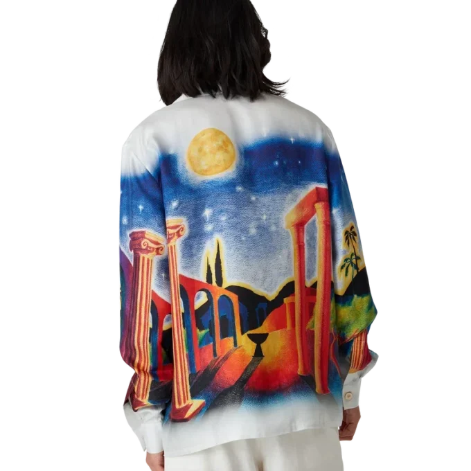 Cămașă din mătase Midnight Acropolis