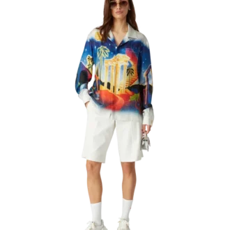 Cămașă din mătase Midnight Acropolis