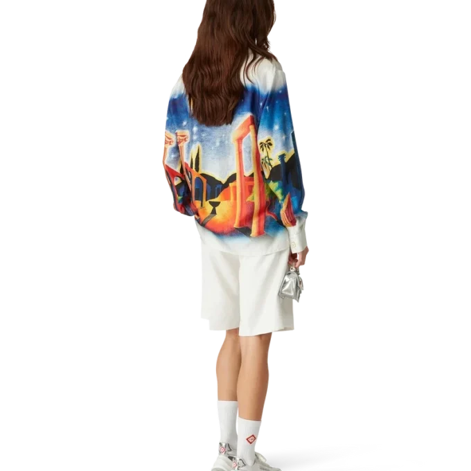 Cămașă din mătase Midnight Acropolis