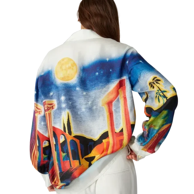 Cămașă din mătase Midnight Acropolis