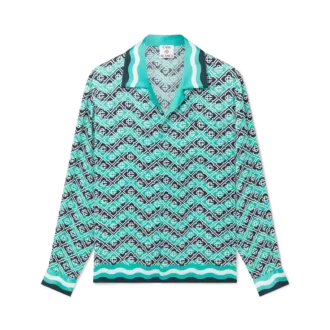 Cămășă din mătase cu mâneci lungi Monogram Wave