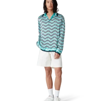 Cămășă din mătase cu mâneci lungi Monogram Wave