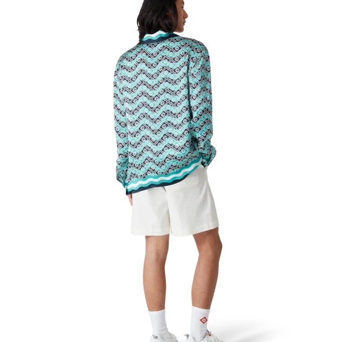 Cămășă din mătase cu mâneci lungi Monogram Wave Cămășă din mătase cu mâneci lungi Monogram Wave