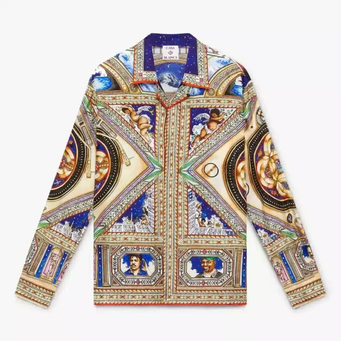 Cămășă din mătase cu mâneci lungi Plafond Orne De Musique