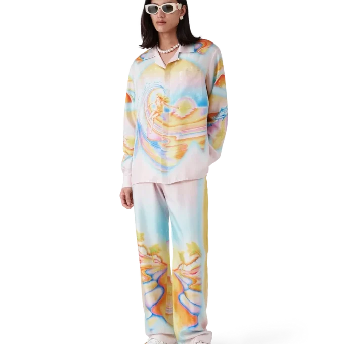 Cămășă din mătase cu mâneci lungi Psychedelic Nirvana