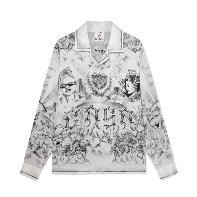 Cămășă din mătase cu mâneci lungi Tattoo Cămășă din mătase cu mâneci lungi Tattoo