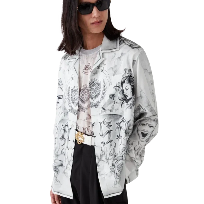 Cămășă din mătase cu mâneci lungi Tattoo Cămășă din mătase cu mâneci lungi Tattoo