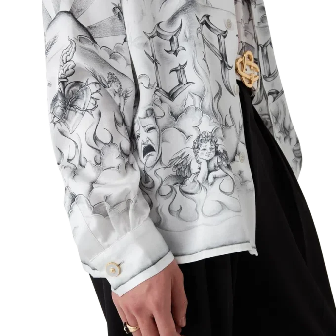 Cămășă din mătase cu mâneci lungi Tattoo Cămășă din mătase cu mâneci lungi Tattoo