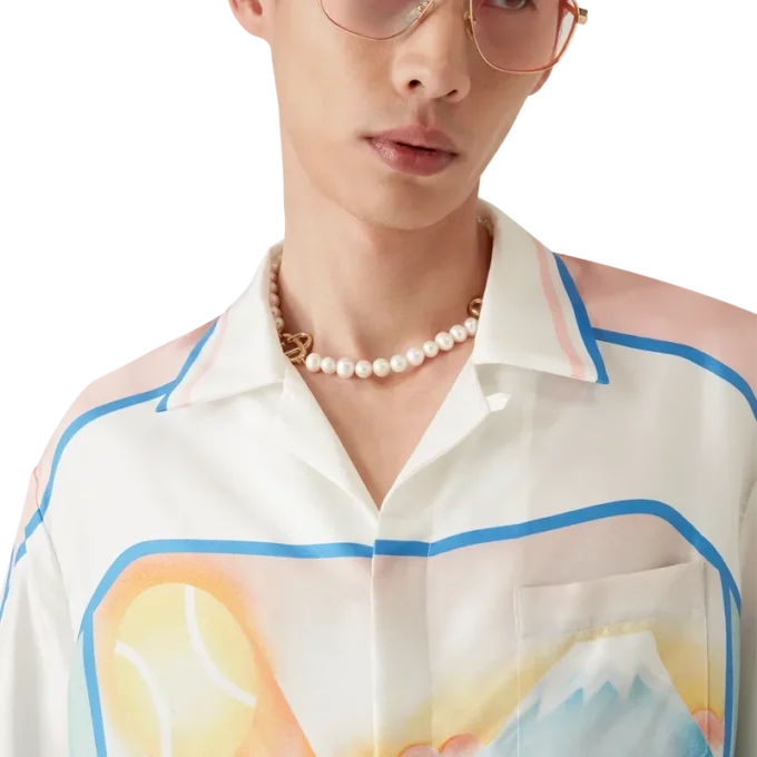 Cămășă din mătase cu mâneci scurte Fuji Dream