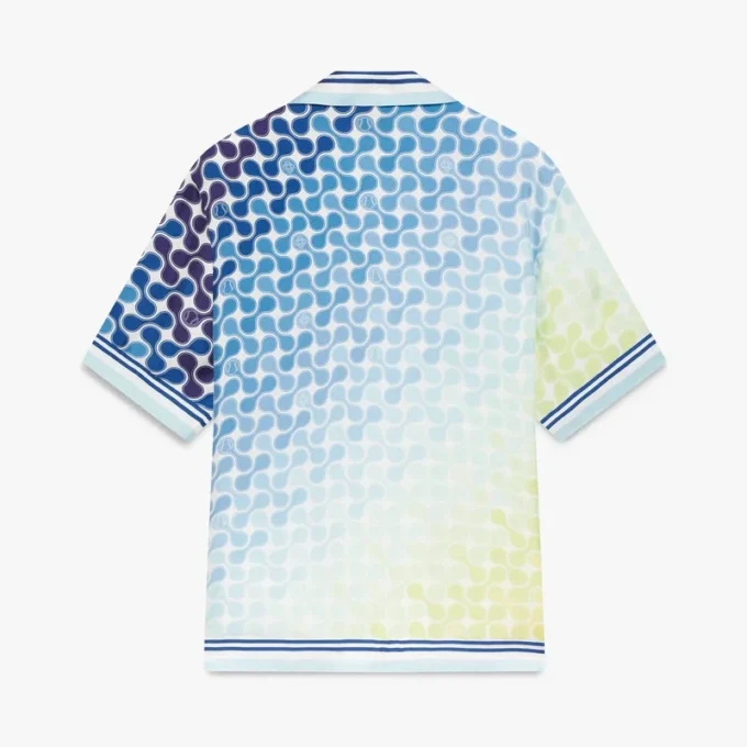 Cămășă din mătase cu mâneci scurte și imprimeu Gradient Tennis Tile