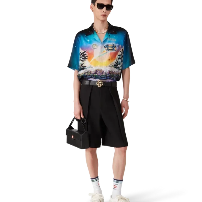 Cămășă din mătase cu mâneci scurte La Pramonition Cămășă din mătase cu mâneci scurte La Pramonition