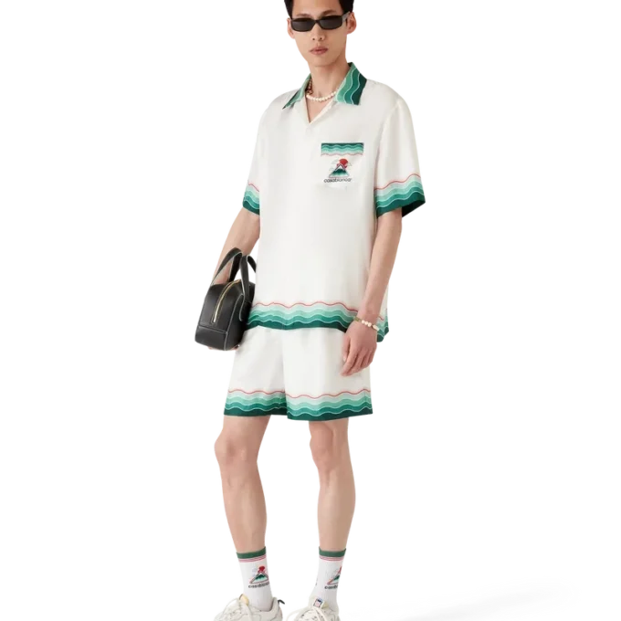 Cămășă din mătase cu mâneci scurte Montagne Ondulée