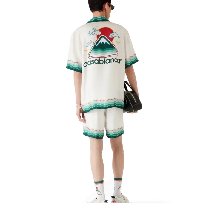 Cămășă din mătase cu mâneci scurte Montagne Ondulée