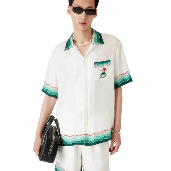 Cămășă din mătase cu mâneci scurte Montagne Ondulée