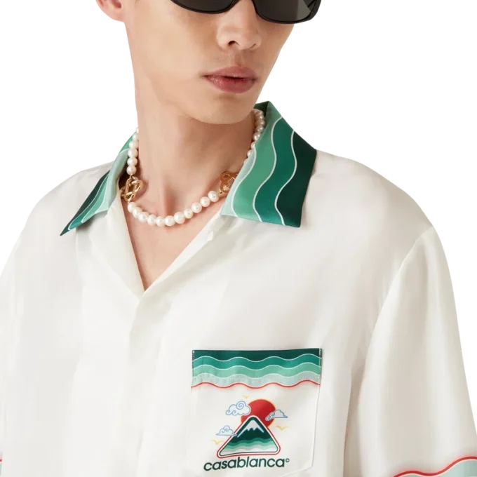 Cămășă din mătase cu mâneci scurte Montagne Ondulée