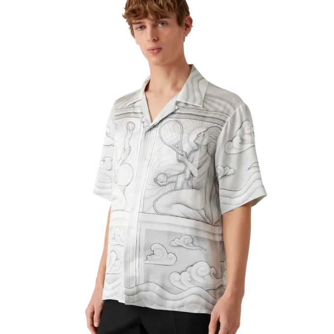 Cămășă din mătase cu mâneci scurte Sacred Stone