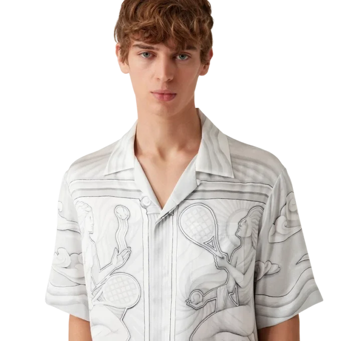 Cămășă din mătase cu mâneci scurte Sacred Stone