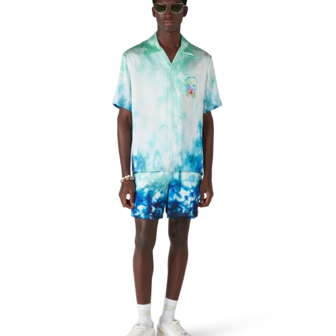 Cămășă din mătase cu mâneci scurte Surf Lotus în stil de pantaloni scurți