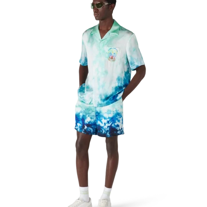 Cămășă din mătase cu mâneci scurte Surf Lotus în stil de pantaloni scurți